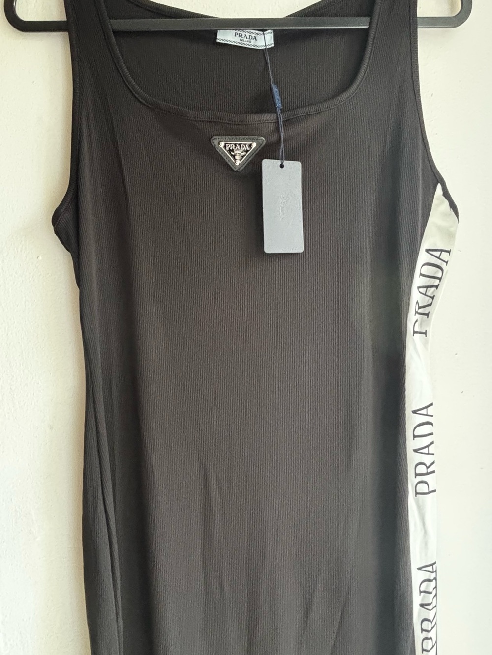 Black maxi Dress  with White Logo Side Stripe